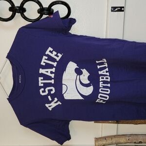 K-State Wildcats Football Purple & White Tee with Powercat Logo